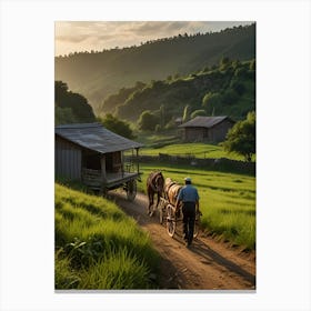 Horse Drawn Cart In The Countryside Canvas Print