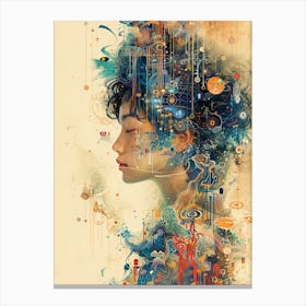 Whimsical Asian Woman In Deep Canvas Print