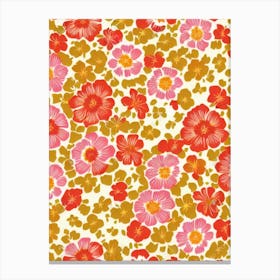 Impatiens Floral Print Retro Pattern Flower Canvas Print