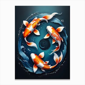 Koi Fish Yin Yang Painting (22) Canvas Print