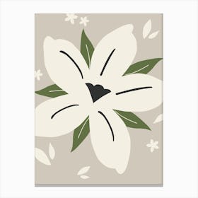 Tropical Flower | 04 - Cream On Beige Botanical Canvas Print