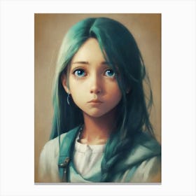 Blue Haired Girl Canvas Print