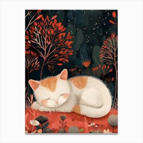 Cat Sleeping In The Forest Canvas Print