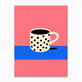 Coffee Mug Blue And Pink Illustration Canvas Print
