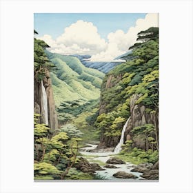 Aso Kuju National Park In Kumamoto, Ukiyo E Drawing 3 Canvas Print