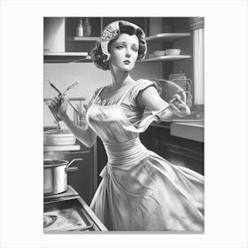 Lady In The Kitchen Canvas Print