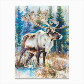 Caribou Pastel Watercolour 4 Toile