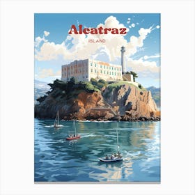 Alcatraz San Francisco California United States Travel Illustration Canvas Print