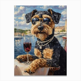 Airedales Drinks Canvas Print