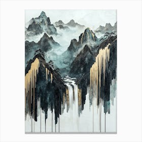 Aconcagua's Golden Peaks - Artistic Modernism Canvas Print