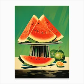 Watermelon Slices Vintage Cookbook Style Canvas Print