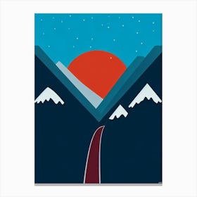 Nozawa Onsen, Japan Modern Illustration Skiing Poster Canvas Print