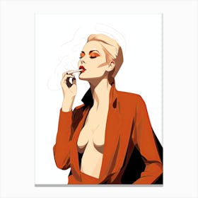 Illustration Of A Woman Smoking A Cigarette Canvas Print