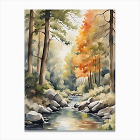 Watercolour Of A Stream Canvas Print