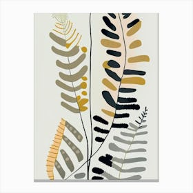 Maidenhair Spleenwort Wildflower Modern Muted Colours 2 Canvas Print