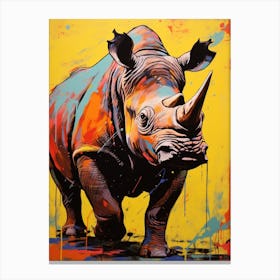 Rhino Pop Art Yellow Blue Pink 6 Canvas Print