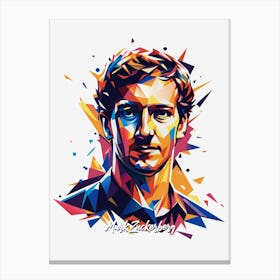 Mark Zuckerberg 01 Portrait WPAP Pop Art Canvas Print