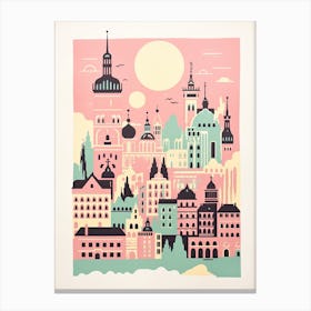 Stockholm In Risograph Style 1 Canvas Print