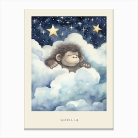 Baby Gorilla 4 Sleeping In The Clouds Nursery Poster Canvas Print