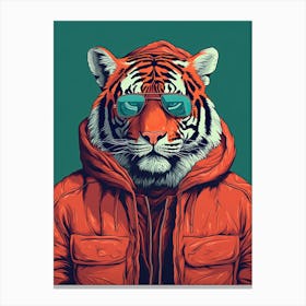 Tiger Illustrations Wearing A Hoodie 5 Canvas Print