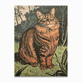 Manx Cat Relief Illustration 4 Canvas Print