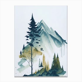 Mountain And Forest In Minimalist Watercolor Vertical Composition 238 Canvas Print