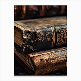 Old Books On A Wooden Table 1 Canvas Print