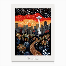 Poster Of Vancouver, Illustration In The Style Of Pop Art 4 Canvas Print