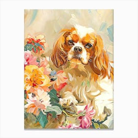 Dog and flower Canvas Print