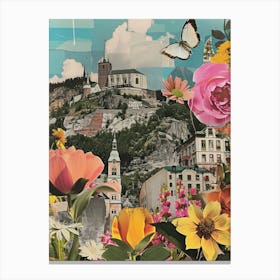 Sweden   Floral Retro Collage Style 1 Canvas Print