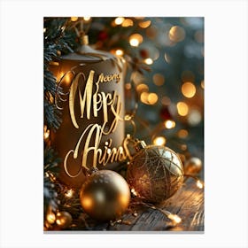 A Sophisticated Calligraphic Rendering Of A Merry Christmas 2024 Greeting The Elegant Letters Of (6) Canvas Print