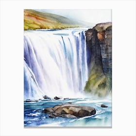 Goðafoss, Iceland Water Colour  Canvas Print