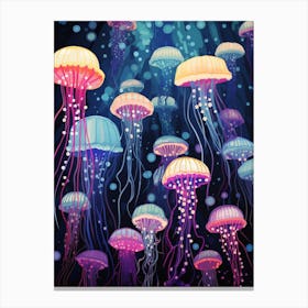 Rainbow Jellyfish Illustrations 4 Canvas Print