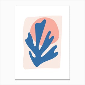 Matisse Inspired, Blue And Blush Pink Leaf Cutout Canvas Print