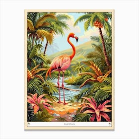 Greater Flamingo Pakistan Tropical Illustration 5 Poster Canvas Print