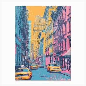 Soho South Of Houston Street New York Colourful Silkscreen Illustration 3 Canvas Print