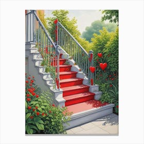 Colorful Stairway With Heart (2) Canvas Print