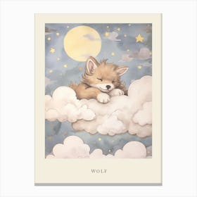Sleeping Baby Wolf 5 Nursery Poster Canvas Print