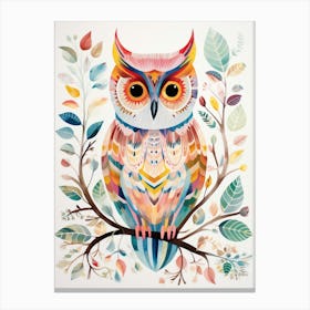 Bird Painting Collage Eastern Screech Owl 2 Canvas Print
