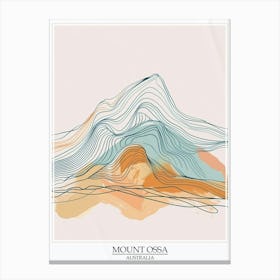 Mount Ossa Australia Color Line Drawing 8 Poster Canvas Print