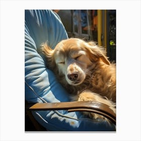 Golden Retriever Sleeping In A Chair Canvas Print