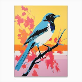 Andy Warhol Style Bird Magpie 5 Canvas Print