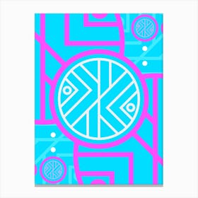 Geometric Glyph in White and Bubblegum Pink and Candy Blue n.0093 Canvas Print