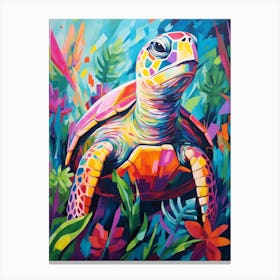 Brushstroke Sea Turtle In Ocean 1 Canvas Print