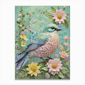 Little Pastel Bird In A Mosaic Canvas Print