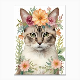 Balinese Javanese Cat With Flower Crown (7) Canvas Print