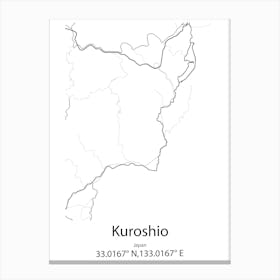 Kuroshio,Japan Minimalist Map Canvas Print