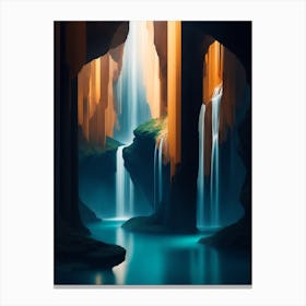 Waterfall In A Cave Canvas Print