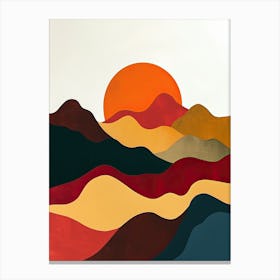 Sunset In The Mountains, Minimalism 3 Canvas Print