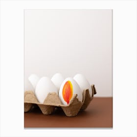 White Egg In A Carton 1 Canvas Print